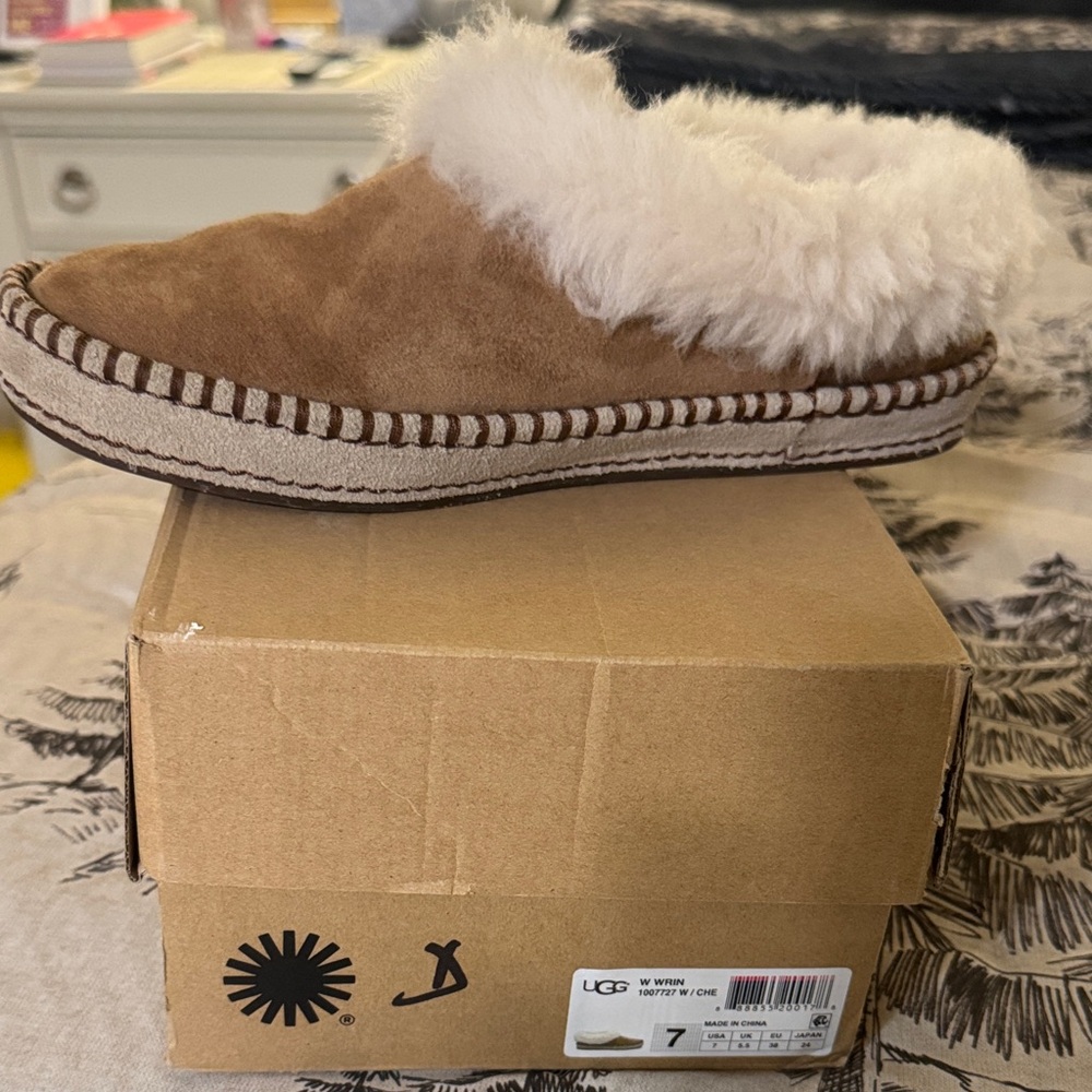 UGG Tan Shearling Slip-Ons